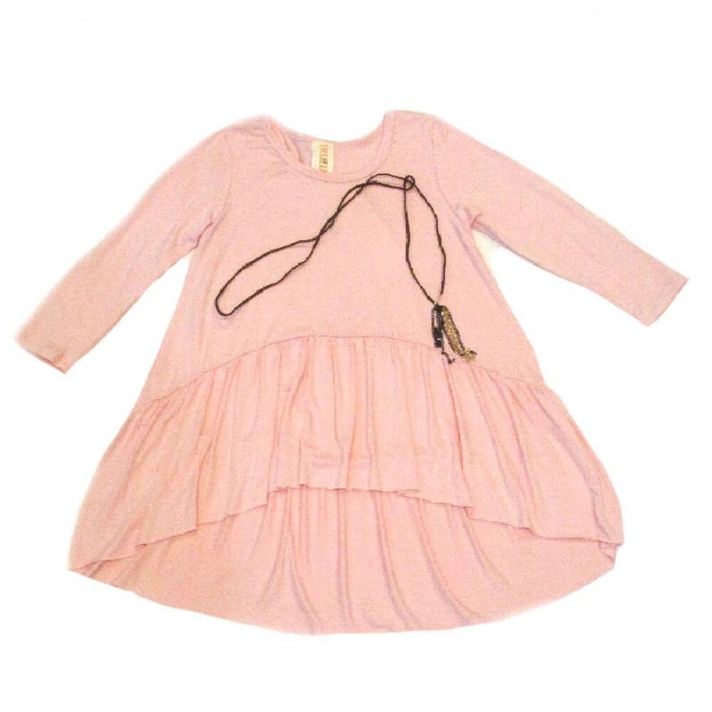 NEW TRU LUV LA Little Mass PINK LONG SLEEVES TWEEN GIRLS‎ TUNIC W/NECKLACE 14